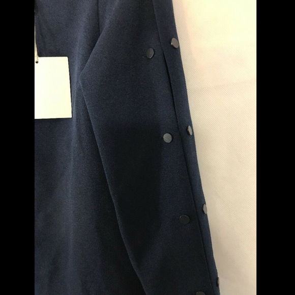 NWT $395‎ tibi Button Sleeve Crepe Shift Dress Midnight Navy [SZ 00 ] - Picture 5 of 7